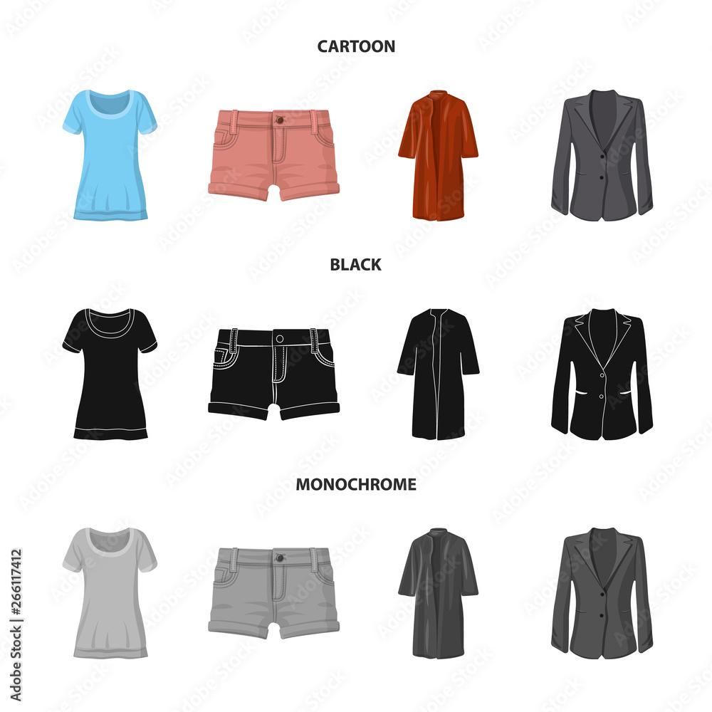 Isolated object of woman and clothing logo. Set of woman and wear stock symbol for web. Isolated object of woman and clothing logo. Set of woman and wear stock symbol for web.