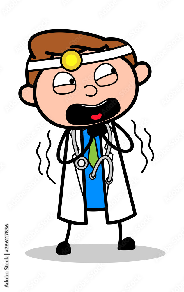 Shivering - Professional Cartoon Doctor Vector Illustration Shivering - Professional Cartoon Doctor Vector Illustration