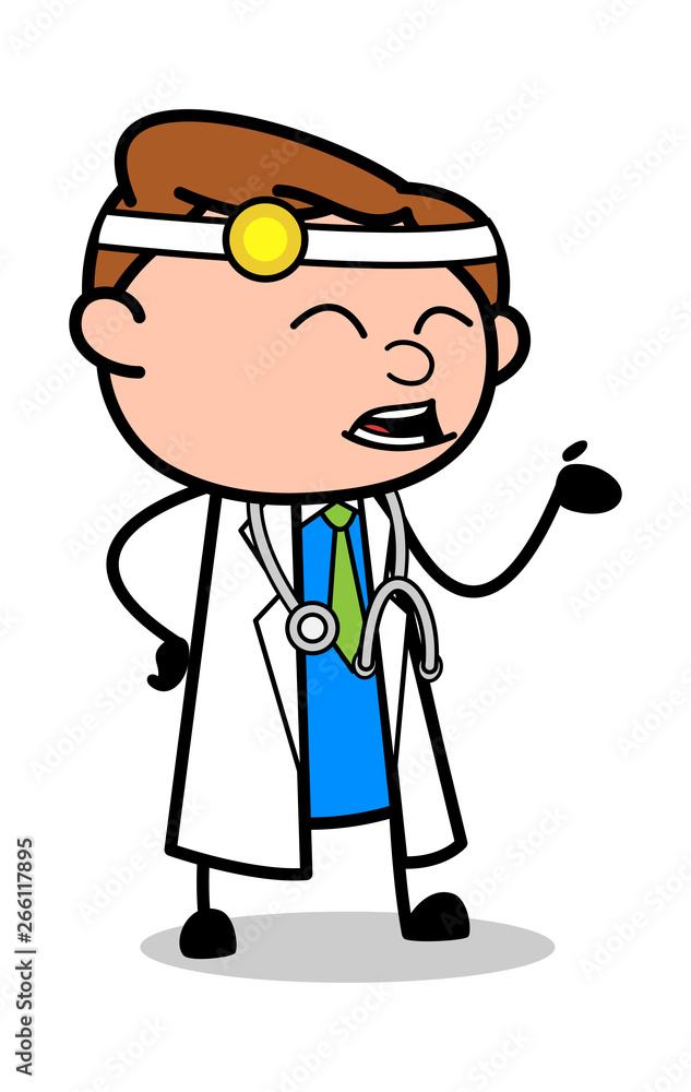 Laughing with Hand Gesture - Professional Cartoon Doctor Vector Illustration Laughing with Hand Gesture - Professional Cartoon Doctor Vector Illustration