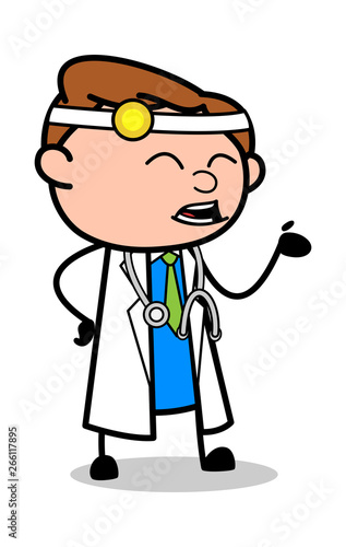 Laughing with Hand Gesture - Professional Cartoon Doctor Vector Illustration