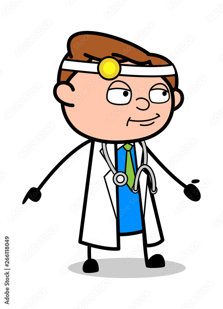 Smiling with Hand Gesture - Professional Cartoon Doctor Vector Illustration Smiling with Hand Gesture - Professional Cartoon Doctor Vector Illustration