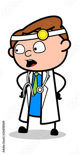 Standing and Talking - Professional Cartoon Doctor Vector Illustration
