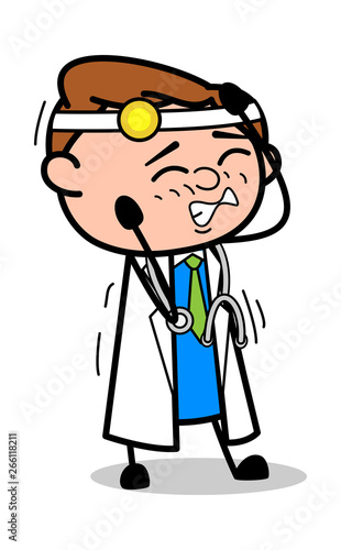 Itching Expression - Professional Cartoon Doctor Vector Illustration