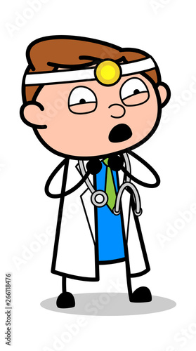 Frightened - Professional Cartoon Doctor Vector Illustration