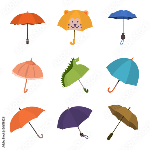 Vector design of umbrella and rain sign. Collection of umbrella and weather stock vector illustration.
