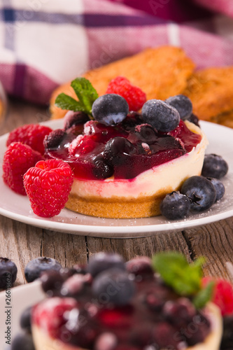 Cheesecakes with mixed berries.