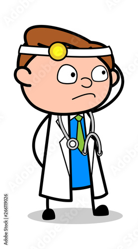Confused - Professional Cartoon Doctor Vector Illustration