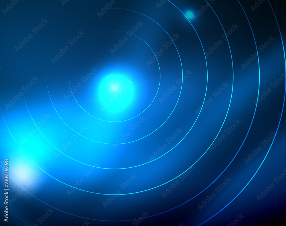Blue neon circles, abstract circular lines. Glowing circle abstract pattern background Blue neon circles, abstract circular lines. Glowing circle abstract pattern background