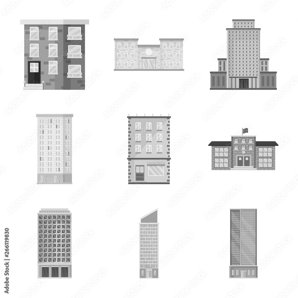 Vector design of construction  and city icon. Collection of construction  and center stock vector illustration.