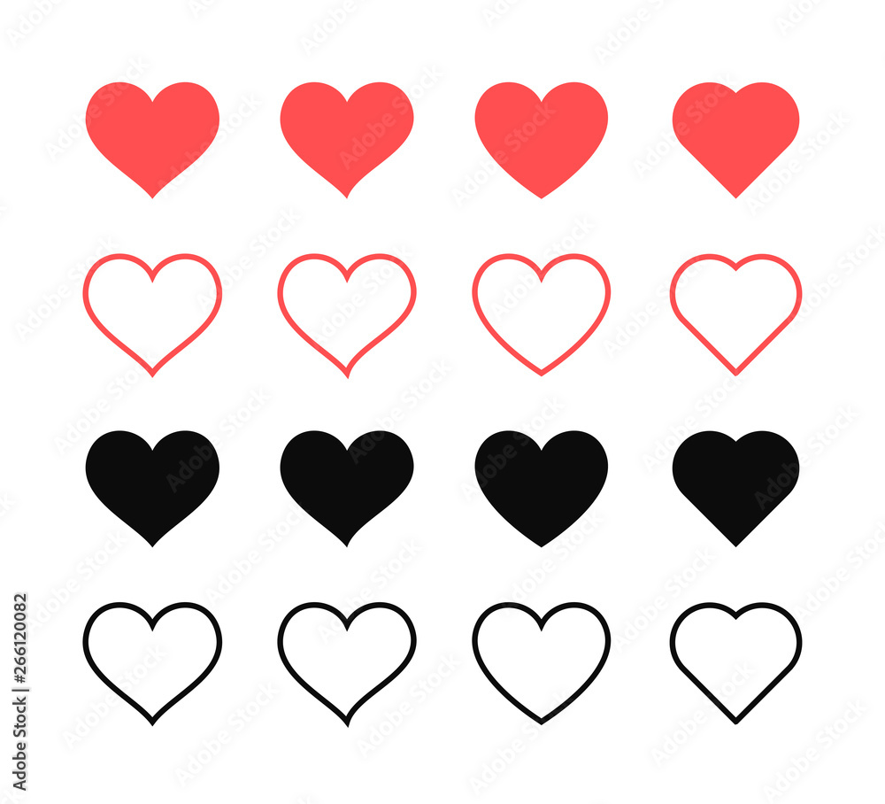 Like and Heart icon. Live stream video, chat, likes. Social nets like red heart web buttons isolated on white background. Vector illustaration. Like and Heart icon. Live stream video, chat, likes. Social nets like red heart web buttons isolated on white background. Vector illustaration.