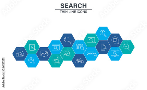 Set of Search web icons in line style. SEO analytics, Digital marketing data analysis, Employee Management. Vector illustration.