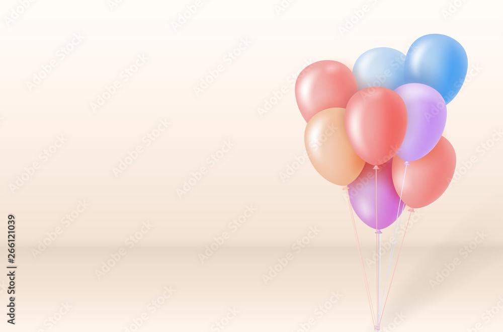 Light background with air balloons and copy space Light background with air balloons and copy space