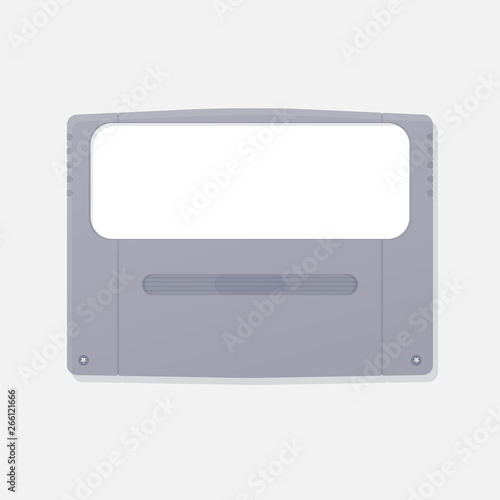 Template of japanese design game cartridge of fourth generation game consoles. Plastic case of classic game cartridge.