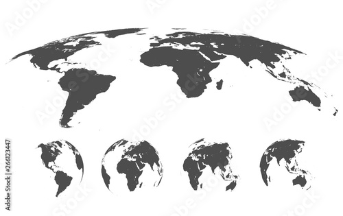 World Map Isolated on White Background in Gray Color. Vector Illustration