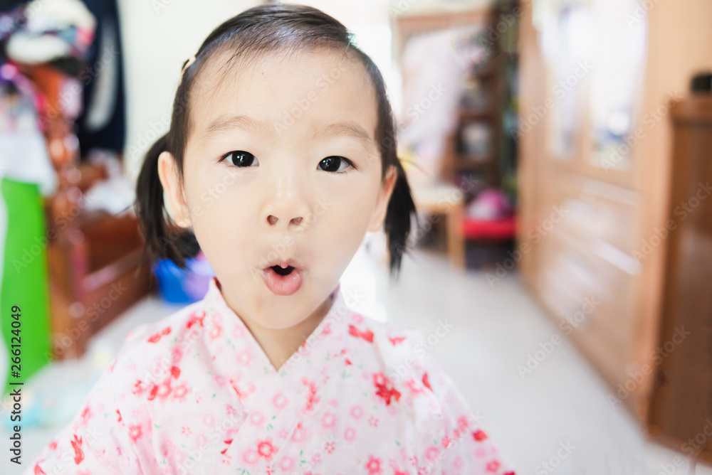 Portrait of Sweet Asian little child surprise with round mouth Portrait of Sweet Asian little child surprise with round mouth