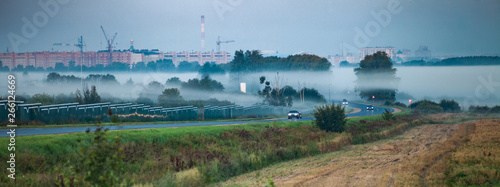Morning foggy panoramic view of Yoshkar-Ola city, Mari EL photo