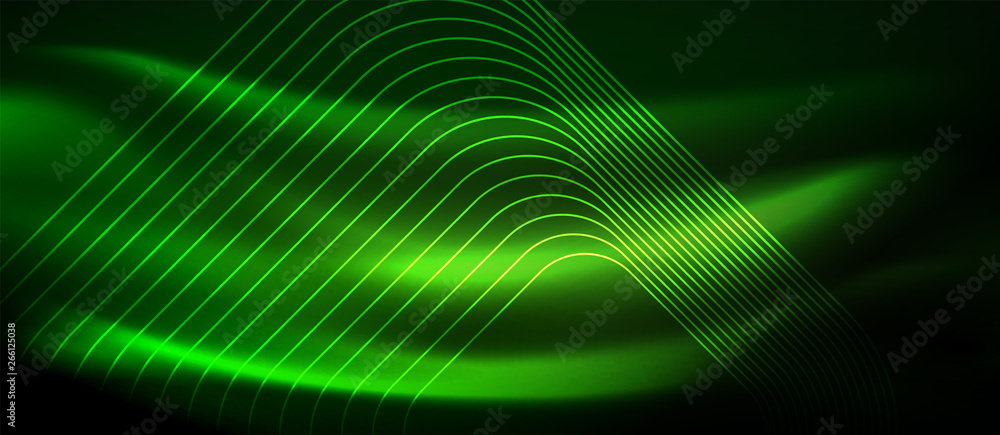 Dark background with neon glowing elements, shiny motion concept Dark background with neon glowing elements, shiny motion concept