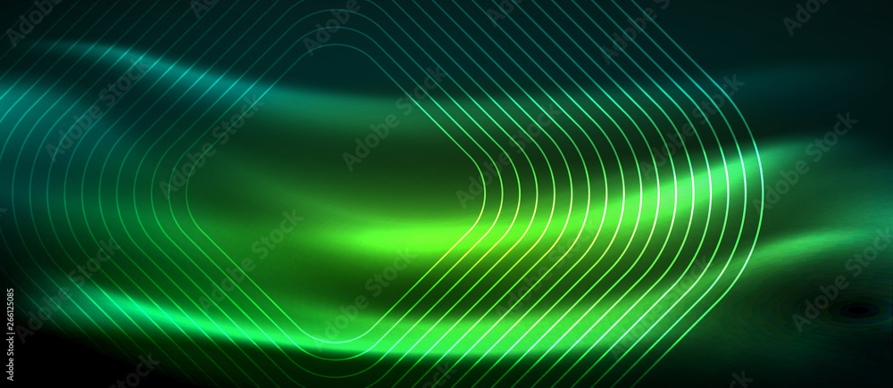 Dark background with neon glowing elements, shiny motion concept Dark background with neon glowing elements, shiny motion concept