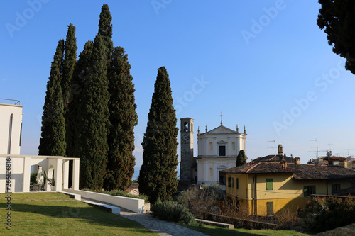 Gardone Riviera, Garda lake, Italy. View of the Church of San Nicola da Bari near Vittoriale degli Italiani. photo