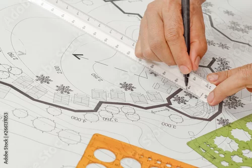 Obraz Landscape architecture design garden plan for housing development