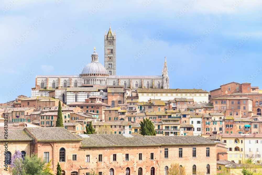 Cityscape View of Siena Town with Siena Cathedral in Tuscany, Italy