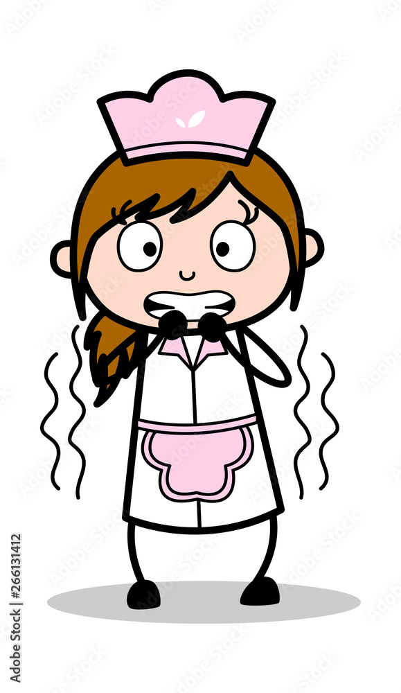 Trembleing - Retro Cartoon Waitress Female Chef Vector Illustration