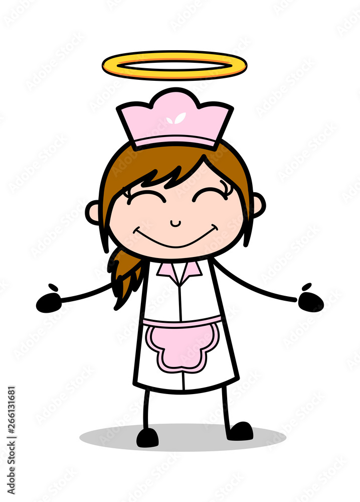 Feeling Positive - Retro Cartoon Waitress Female Chef Vector Illustration Feeling Positive - Retro Cartoon Waitress Female Chef Vector Illustration