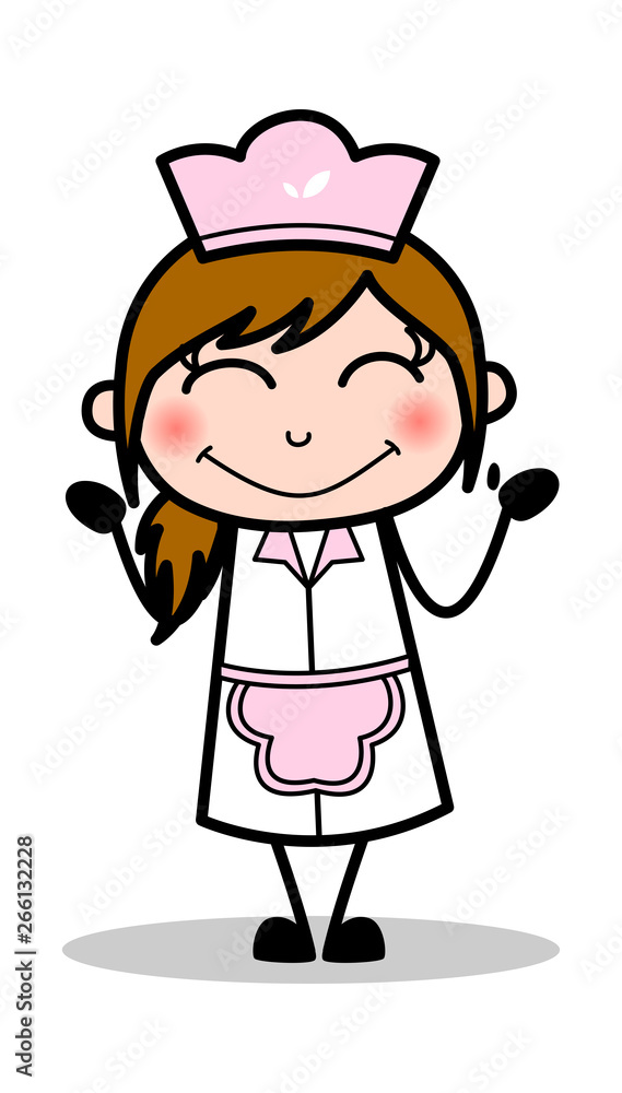 Blushing - Retro Cartoon Waitress Female Chef Vector Illustration Blushing - Retro Cartoon Waitress Female Chef Vector Illustration