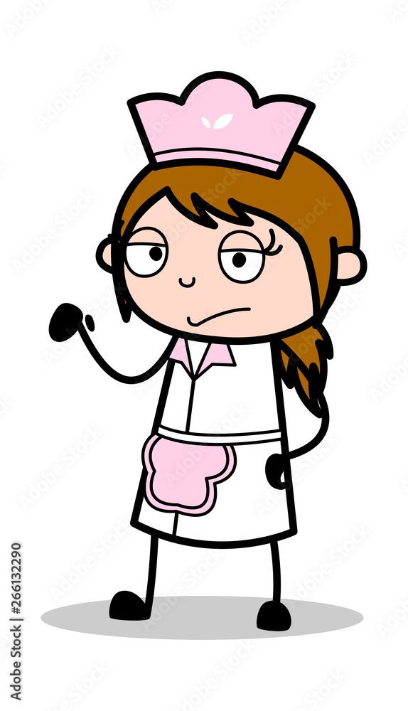 Careless Behavior - Retro Cartoon Waitress Female Chef Vector Illustration Careless Behavior - Retro Cartoon Waitress Female Chef Vector Illustration