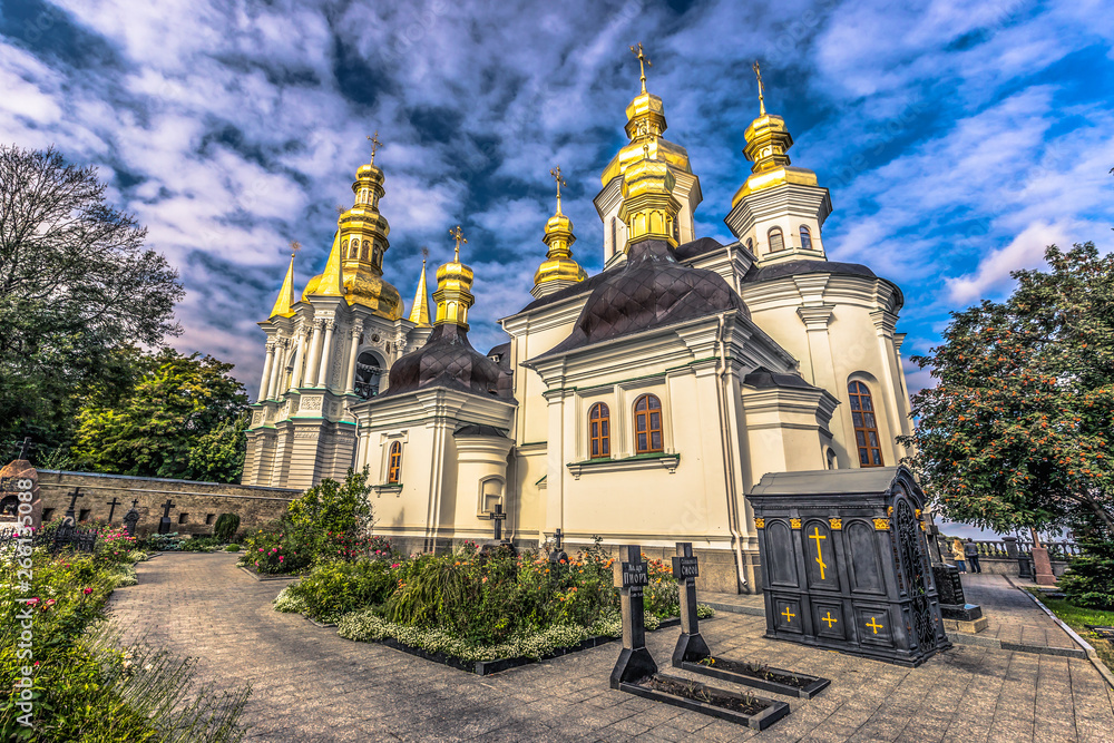 Kiev - September 28, 2018: Orthodox Church in the Pechersk Lavra monastery in Kiev, Ukraine
