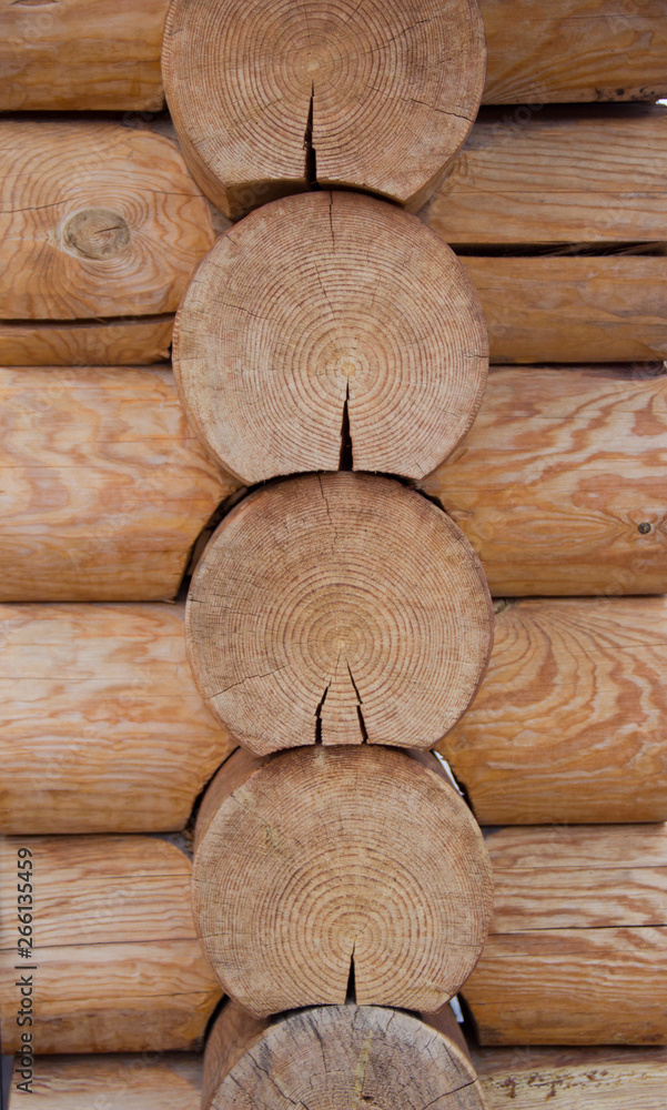 connection of wooden logs on the corner of the house connection of wooden logs on the corner of the house