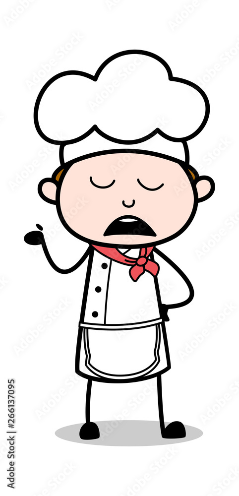 Ignorance - Cartoon Waiter Male Chef Vector Illustration
