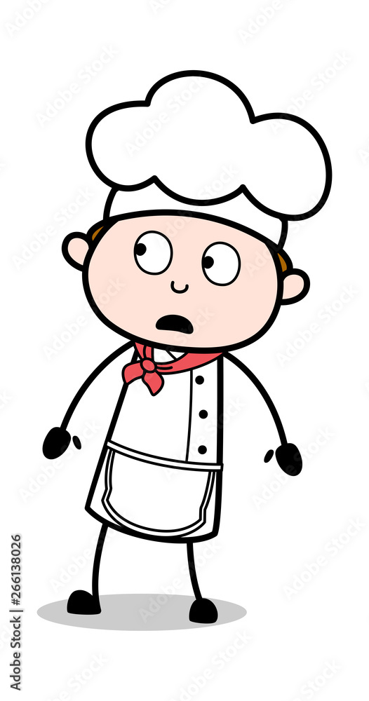 Shocked Face - Cartoon Waiter Male Chef Vector Illustration Shocked Face - Cartoon Waiter Male Chef Vector Illustration