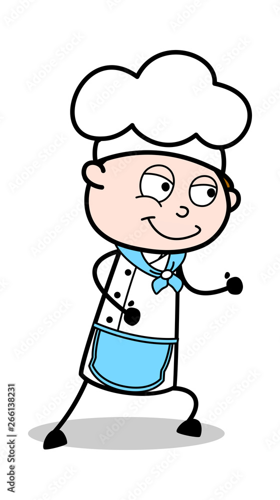 Running Pose - Cartoon Waiter Male Chef Vector Illustration Running Pose - Cartoon Waiter Male Chef Vector Illustration