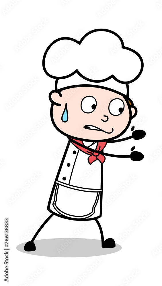 Trying to Hold - Cartoon Waiter Male Chef Vector Illustration Trying to Hold - Cartoon Waiter Male Chef Vector Illustration