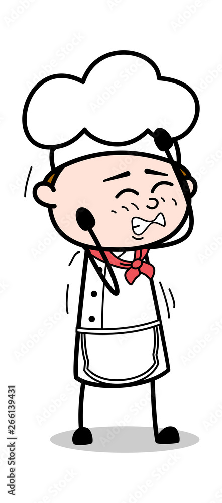 Irritating Because of Itching - Cartoon Waiter Male Chef Vector Illustration Irritating Because of Itching - Cartoon Waiter Male Chef Vector Illustration