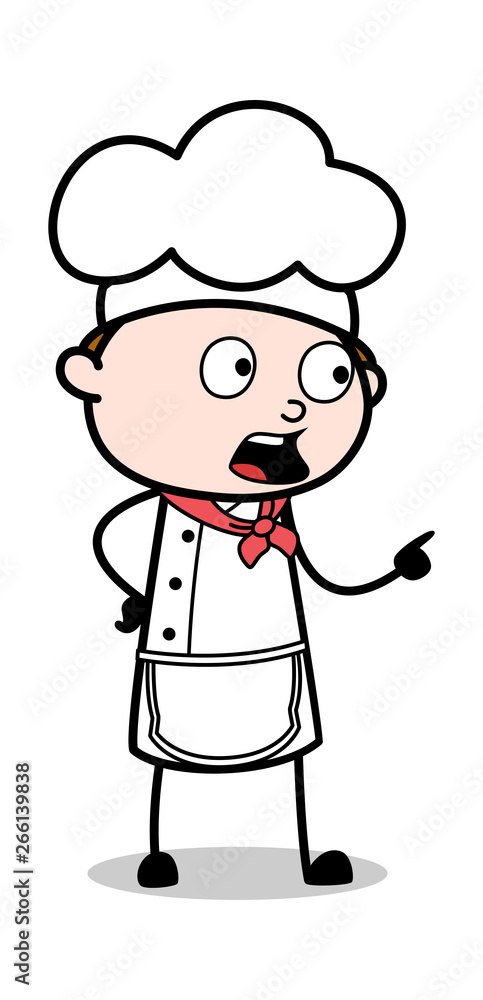 Pointing Gesture While Talking - Cartoon Waiter Male Chef Vector Illustration Pointing Gesture While Talking - Cartoon Waiter Male Chef Vector Illustration