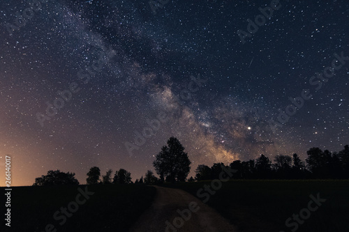 milky way shining above a forest in switzerland