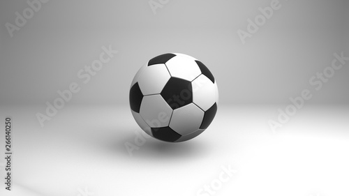 Classic black and white soccer ball. 3D rendering