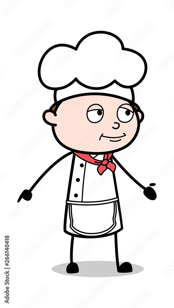 Calm Expression - Cartoon Waiter Male Chef Vector Illustration Calm Expression - Cartoon Waiter Male Chef Vector Illustration