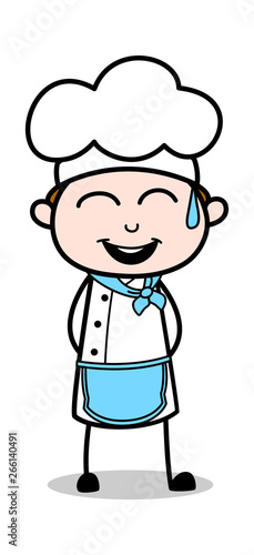Laughing - Cartoon Waiter Male Chef Vector Illustration﻿