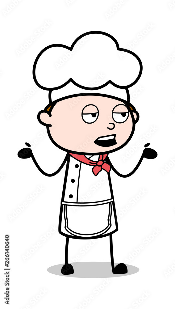Talking Style - Cartoon Waiter Male Chef Vector Illustration Talking Style - Cartoon Waiter Male Chef Vector Illustration