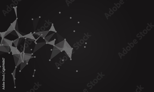 Abstract futuristic background with dots and lines. Vector illustration. Scientific and technological concept, molecular particles and atoms. Big data digital. Polygonal structure.
