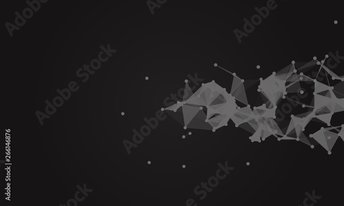 Abstract futuristic background with dots and lines. Vector illustration. Scientific and technological concept, molecular particles and atoms. Big data digital. Polygonal structure.