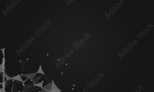 Abstract futuristic background with dots and lines. Vector illustration. Scientific and technological concept, molecular particles and atoms. Big data digital. Polygonal structure.