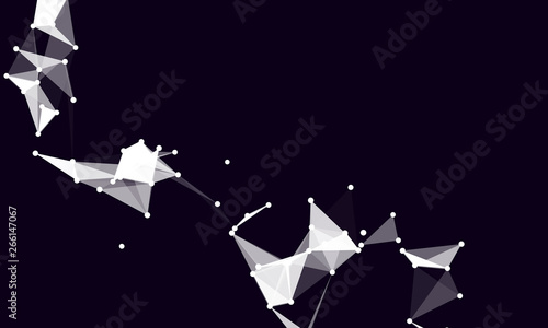 Abstract futuristic background with dots and lines. Vector illustration. Scientific and technological concept, molecular particles and atoms. Big data digital. Polygonal structure.