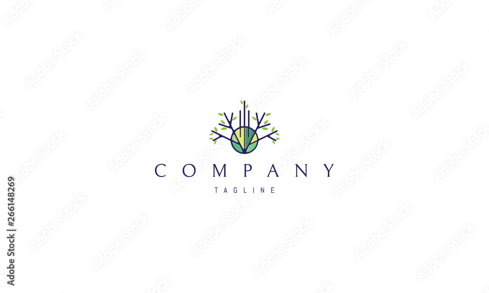Obraz premium Tree Circle Green Abstract vector logo design