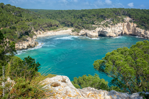 Cala Mitjana beach in Menorca, Balearic islands, Spain