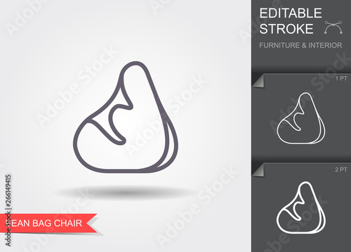 Bean bag chair Line icon with editable stroke with shadow