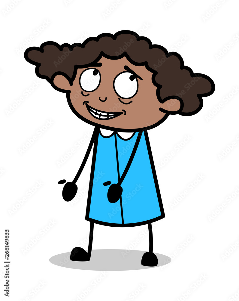 Presenting with Fake Smile - Retro Black Office Girl Cartoon Vector Illustration Presenting with Fake Smile - Retro Black Office Girl Cartoon Vector Illustration